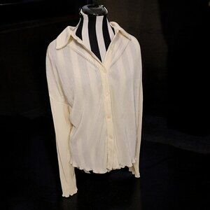 Beige Botany Plissé Shirt - Ivory Size S